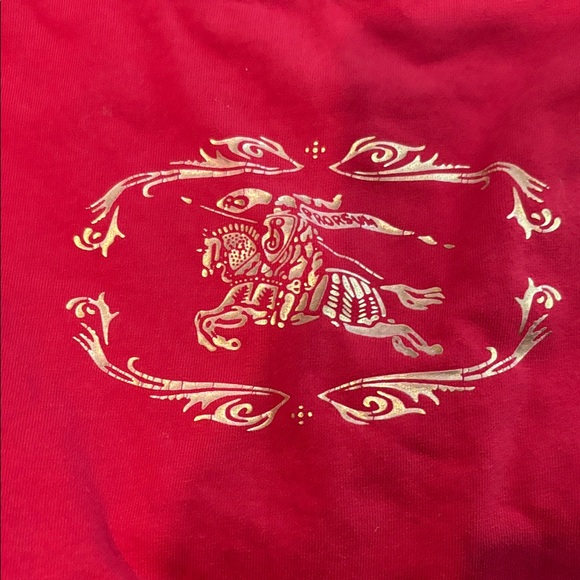 Burberry Red Tee with Gold Cavalry Horse Motif - Picture 2 of 8